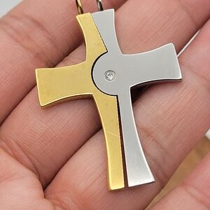Two-Tone Cross Pendant Necklace
